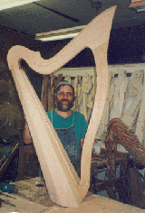 The harpbuilder at work. Celtic Harp, Folk Harp, Lever Harp, Irish Harp
